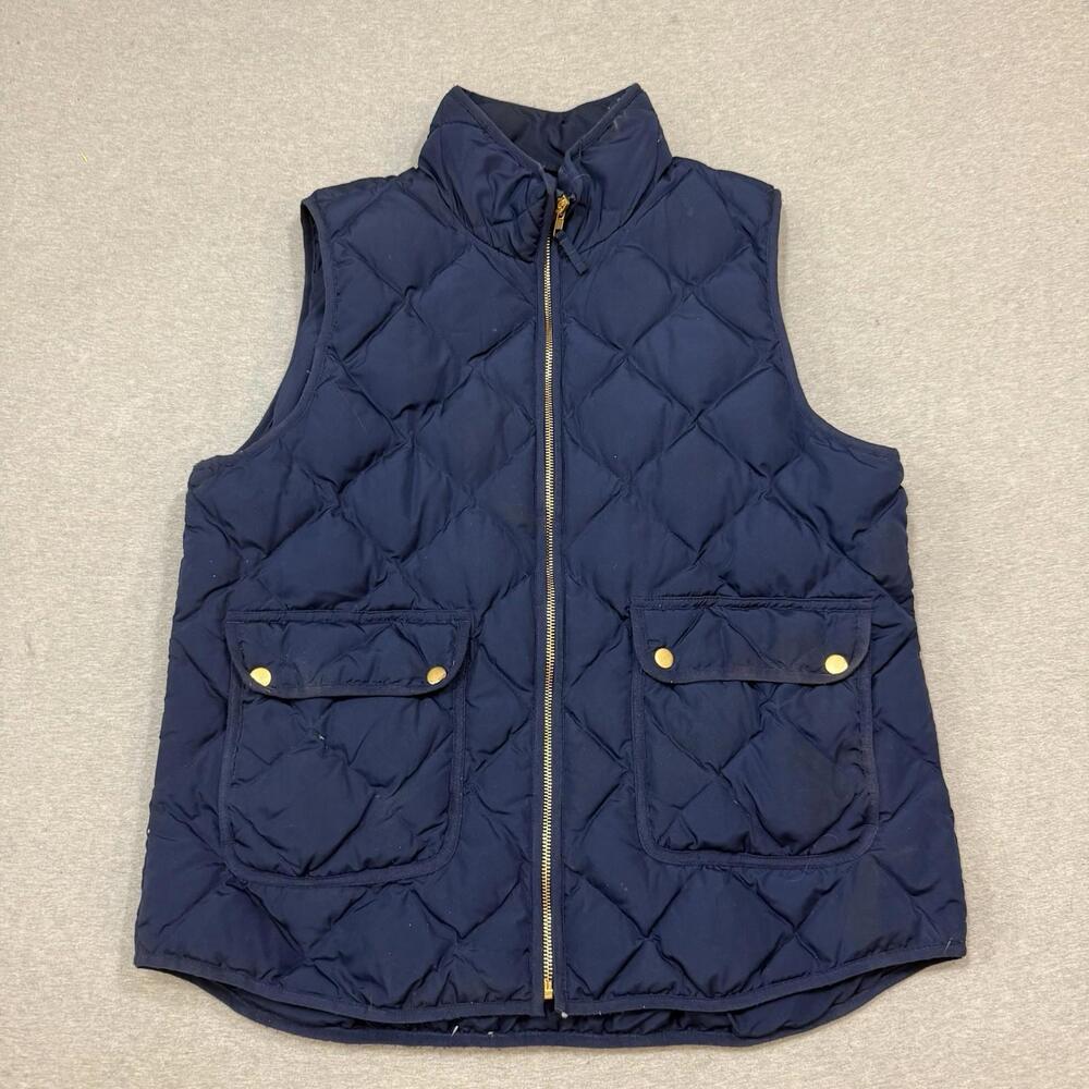 Woolrich Down Puffer Vest Adult XL Navy Blue Full Zip Quilted Sleeveless Cottage